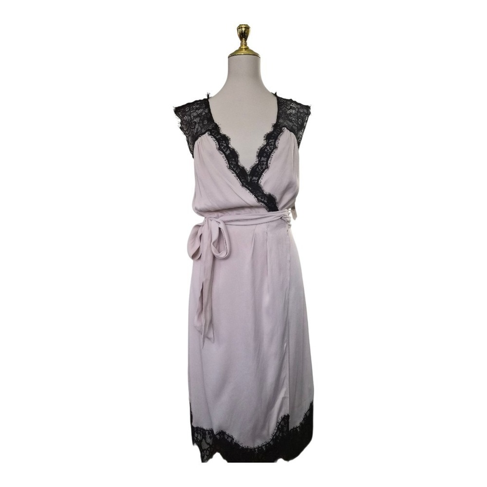 Anthropologie Sleeveless V-Neck Lace Wrap Midi Dress Size Small MSRP $168.00